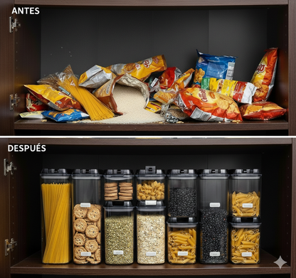 Set de 7 Recipientes Organizadores Herméticos para Alimentos